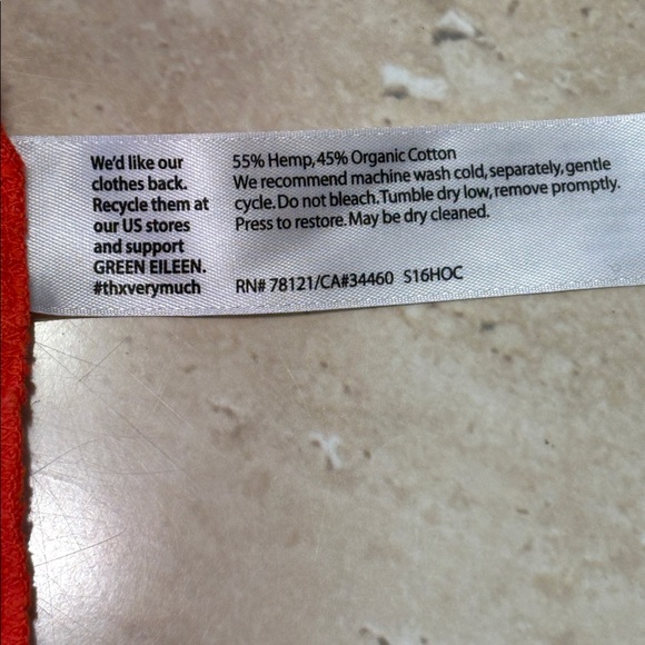 NWOT Orange Eileen Fisher Hemp & Organic Cotton dress, Excellent Condition. - Picture 11 of 12